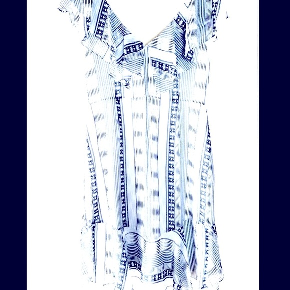 WAYF Chelsea Ruffle Chiffon
High/low Dress in White and Black - Picture 7 of 10